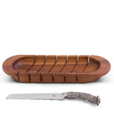 Oval Bread Board with Antler Knife
