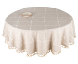Tablecloth Round - Plaid Tablecloth with Tassels