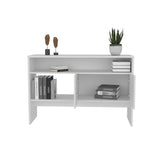 TUHOME Bellagio 48.7-Inch Wide Two-Tier Narrow Console Table with Double-Door Cabinet, Modern Entryway and Living Room Storage Table for Décor, Organization and Everyday Essentials, Space-Saving Functional Furniture