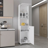 Attica 80" High Double Door Kitchen Pantry Cabinet with Six Spice Cubbies, Four Spacious Shelves, Large Storage Cabinets for Kitchen, Garage, Laundry Room or Home Organization