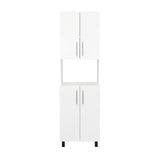 Linden 76.8" Tall Kitchen Pantry Cabinet with Hutch, Two Double Door Cabinets, Five Shelves, Microwave Storage Shelf, Modern Multi-Purpose Pantry for Kitchen, Garage, Laundry Room & Home Organization
