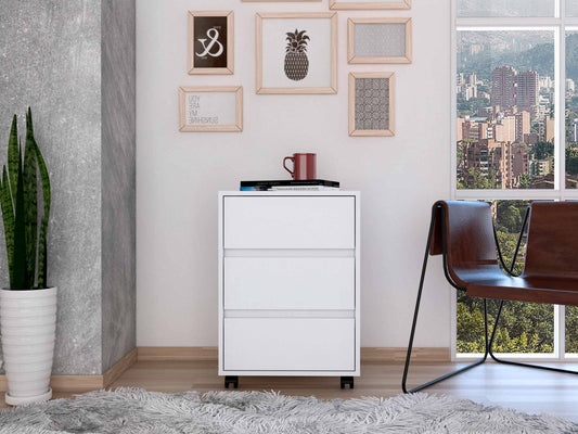 Tuhome Artemisa 3 Drawer Filing Cabinet with Four Casters, Superior Top, Mobile or Stationary Storage Solution for Office