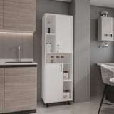 Bryce Pantry Cabinet with Two Doors and Multiple Storage Compartments, Tall Freestanding Kitchen Storage Unit for Dry Goods, Cookware, Small Appliances, and Dishes, Modern Cabinet with Concealed and Open Storage