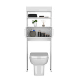 TUHOME Madrid Over The Toilet Cabinet with Double Door Storage, Two Spacious Shelves, Space-Saving Bathroom Organizer for Toiletries, Towels and Essentials, Modern Freestanding Design.