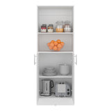 Juls Multipurpose Storage Pantry with Two Upper Open Storage Shelves and, Two Door Cabinet with Interior Storage for Kitchen, Laundry Room or Living Room