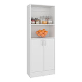 Juls Multipurpose Storage Pantry with Two Upper Open Storage Shelves and, Two Door Cabinet with Interior Storage for Kitchen, Laundry Room or Living Room