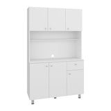 Wilson 6 Door Multi-Functional Kitchen Microwave Pantry Cabinet with One Drawer and 6 Interior Storage Compartments, Spacious Open Countertop and, Open Upper Shelf
