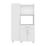 Pantress Complete Kitchen Pantry and Microwave Cabinet with One Door Side Kitchen Storage Cabinet, Compact Countertop, One Drawer, One Small Cabinet and, One Open Shelf
