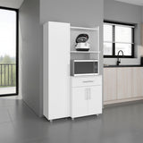 Pantress Complete Kitchen Pantry and Microwave Cabinet with One Door Side Kitchen Storage Cabinet, Compact Countertop, One Drawer, One Small Cabinet and, One Open Shelf