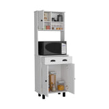 Salen Kitchen Pantry with Two Cabinets, Two Open Shelves and Built-In Drawer, Multi-Section Storage Unit for Organizing Food, Utensils and Kitchen Essentials with Space-Saving Vertical Design for Modern Homes