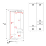 Alder Freestanding Bedroom Armoire Storage Wardrobe Cabinet Designed to Bring Style and Superior Functionality Featuring Two Access Doors One Smooth Pull-Out Drawer and Interior Hanging Rods for Organization