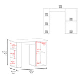 Allen Kitchen Island, External Shelves, White - Natural Oak