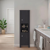 Vanessa Bathroom Cabinet with Auxiliary Storage, Modern Freestanding Organizer with Open Shelves and Closed Cabinet, Space-Saving Bathroom Storage Solution for Small Spaces, Wengue Finish