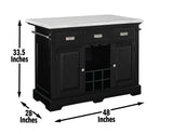 Aspen 3-Piece White Marble Kitchen Island Set (Island & 2 Side Chairs)