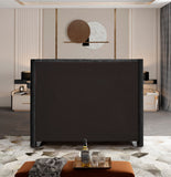 Aiden Velvet Bed - Elegant Wing Design with Deep Tufting, Chrome Nailheads & Solid Wood Frame