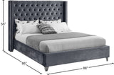 Aiden Velvet Bed - Elegant Wing Design with Deep Tufting, Chrome Nailheads & Solid Wood Frame