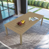 Alcudia 83" Aluminum Patio Dining Table – Hand-Brushed Oak Finish & Built-in Umbrella Hole