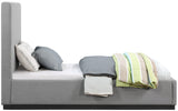 Alfie Bed - Luxurious Linen Upholstered Full Bed with Tall Headboard and Solid Wood Base Design