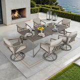 Amalfi Backyard Rectangular Dining Table With 6 Swivel Chairs