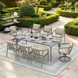 Amalfi Rectangular Aluminum Table with 6 Fixed Chairs and 2 Swivel Chairs