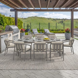 Amalfi 9-Piece Rectangular Patio Dining Set with 8 Ergonomic Armchairs