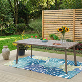 Amalfi 81.75" Rectangular Hand-Brushed Wood Grain Aluminum Patio Dining Table