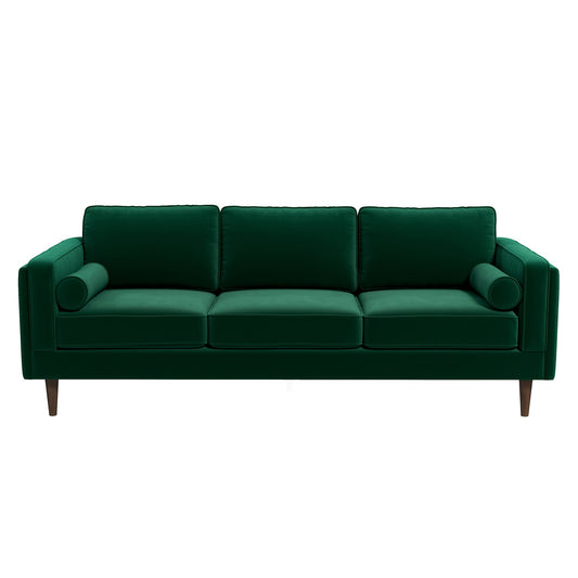 Amber Mid-Century Modern Dark Green Luxury Velvet Sofa
