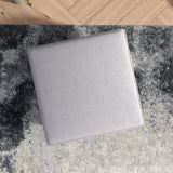 Amber Square Upholstered Ottoman (Light Gray Linen)