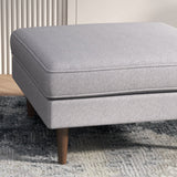 Amber Square Upholstered Ottoman (Light Gray Linen)