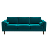 Amber Mid-Century Modern Teal Luxury Velvet Sofa