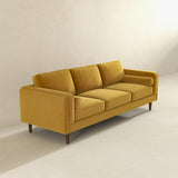 Amber Mid-Century Modern Yellow Luxury Velvet Sofa