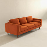 Amber Mid-Century Modern Burnt Orange Luxury Velvet Sofa