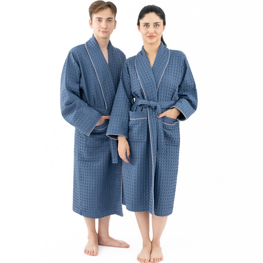 100% Cotton Waffle Robe Unisex Lightweight Bathrobe