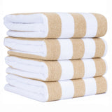 American Soft Linen, Premium Cotton 4 Pack Beach Towels, 30" x 60" Cabana Striped Pool Towels