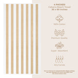 American Soft Linen, Premium Cotton 4 Pack Beach Towels, 30" x 60" Cabana Striped Pool Towels