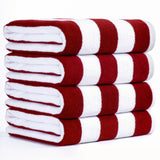 American Soft Linen, Premium Cotton 4 Pack Beach Towels, 30" x 60" Cabana Striped Pool Towels