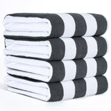 American Soft Linen, Premium Cotton 4 Pack Beach Towels, 30" x 60" Cabana Striped Pool Towels