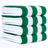 American Soft Linen, Premium Cotton 4 Pack Beach Towels, 30" x 60" Cabana Striped Pool Towels