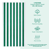 American Soft Linen, Premium Cotton 4 Pack Beach Towels, 30" x 60" Cabana Striped Pool Towels