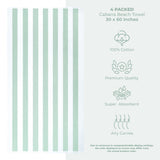 American Soft Linen, Premium Cotton 4 Pack Beach Towels, 30" x 60" Cabana Striped Pool Towels