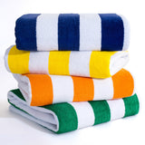 American Soft Linen, Premium Cotton 4 Pack Beach Towels, 30" x 60" Cabana Striped Pool Towels