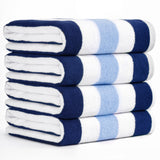 American Soft Linen, Premium Cotton 4 Pack Beach Towels, 30" x 60" Cabana Striped Pool Towels