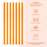 American Soft Linen, Premium Cotton 4 Pack Beach Towels, 30" x 60" Cabana Striped Pool Towels
