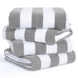 American Soft Linen, Premium Cotton 4 Pack Beach Towels, 30" x 60" Cabana Striped Pool Towels