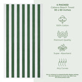 American Soft Linen, Premium Cotton 4 Pack Beach Towels, 30" x 60" Cabana Striped Pool Towels