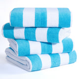American Soft Linen, Premium Cotton 4 Pack Beach Towels, 30" x 60" Cabana Striped Pool Towels