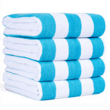 American Soft Linen, Premium Cotton 4 Pack Beach Towels, 30" x 60" Cabana Striped Pool Towels