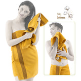 American Soft Linen Pleated Collection 100% Combed Cotton Luxury 6 Piece Towel Set, Zero Twist Ultra Soft and Plush 460 GSM Towels for Bathroom