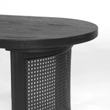 Aodai 48" Oak Wood & Rattan Oval Coffee Table