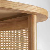 Aodai 48" Oak Wood & Rattan Oval Coffee Table